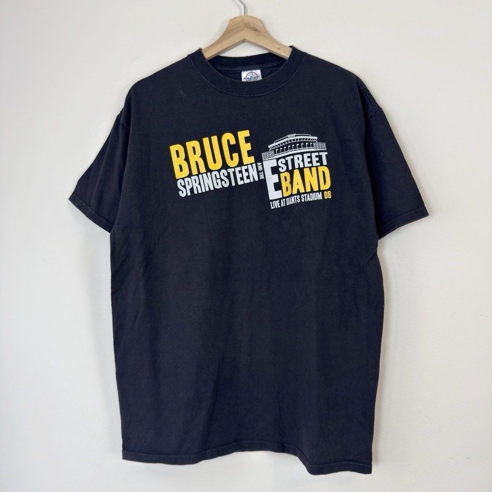 Vintage 2008 Bruce Springsteen Band Tour Live At Giants Stadium Black Tee Shirt